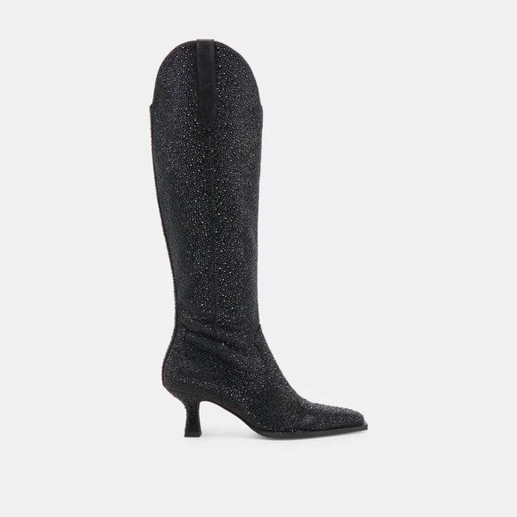 NEW DOLCE VITA Ariana Crystal Wide Calf High Shaft Boots black for women 925 5t3 - Picture 1 of 9